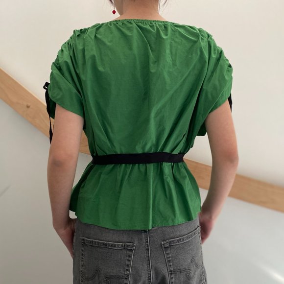 Lanvin Green Cotton Poplin Blouse, size 38 (fits like a size 2) ** AS IS ** - Picture 2 of 10